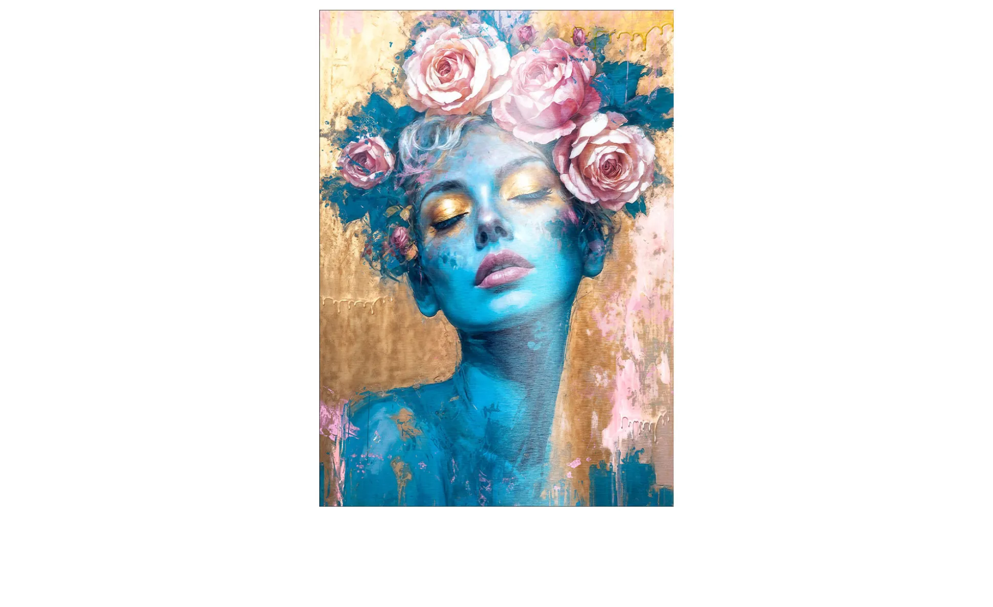 Alubild Flowers On Blue Face II 70 x 100 cm