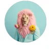 Alubild Pink Lion II 98 cm