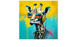 Glasbild Animals With Headphones II 20 x 20 cm