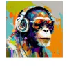 Glasbild Animals With Headphones I 20 x 20 cm