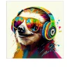 Glasbild Animals with Headphones 30 x 30 cm