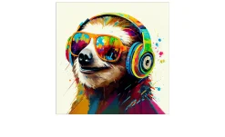 Glasbild Animals with Headphones 30 x 30 cm