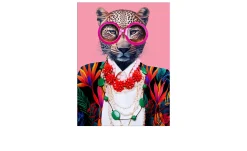 Glasbild Cat with Glasses 60 x 80 cm