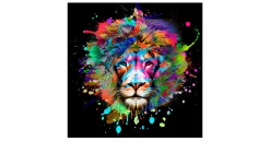 Glasbild Colorful Lion Head III 20 x 20 cm