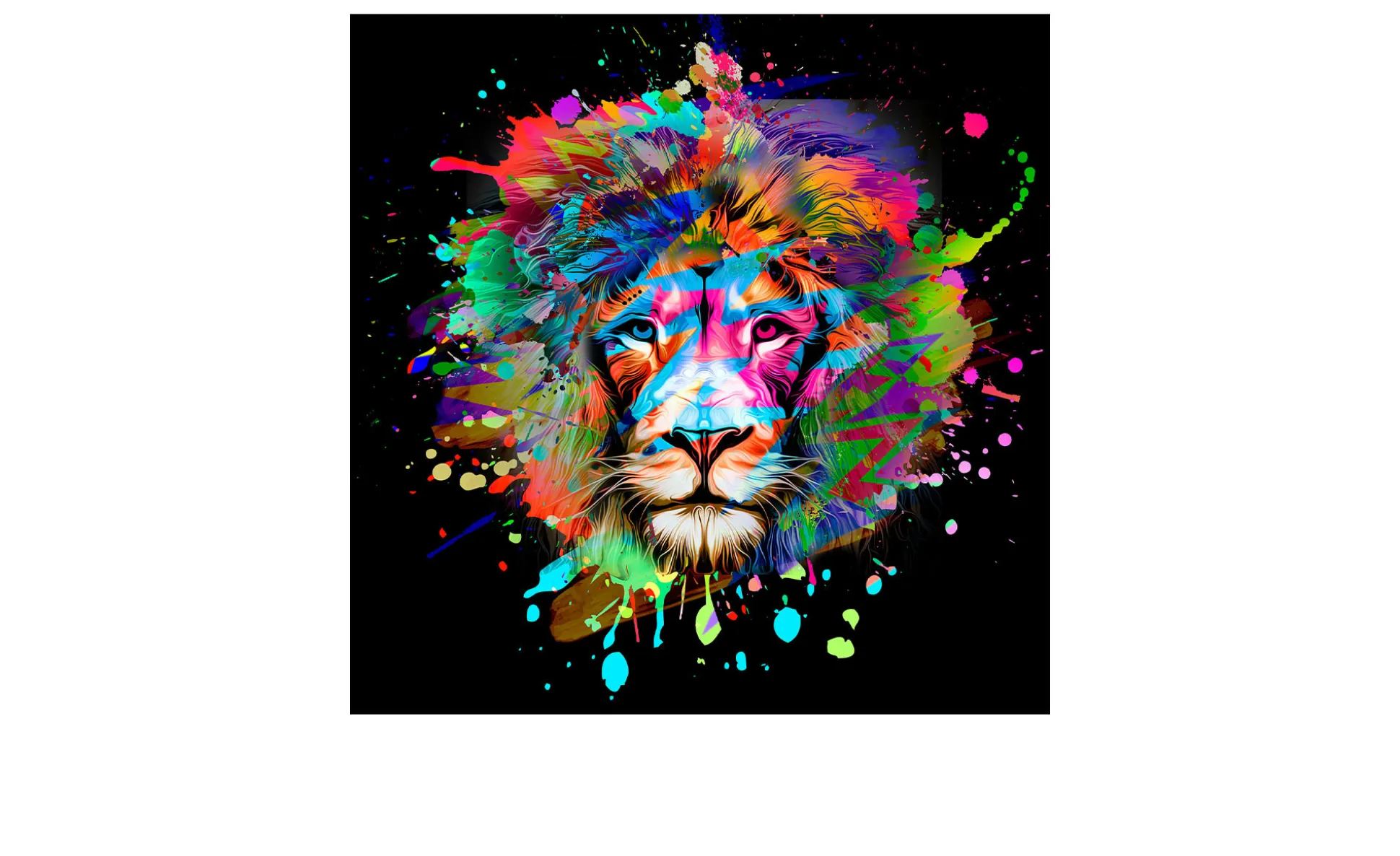 Glasbild Colorful Lion Head III 20 x 20 cm