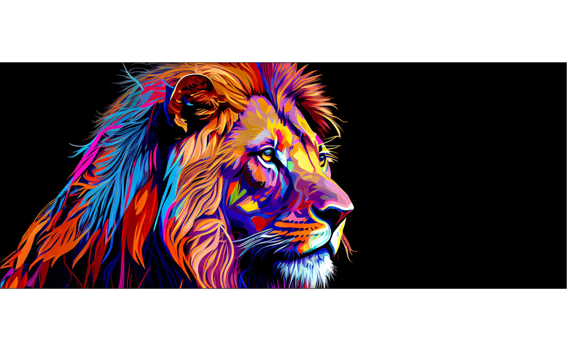 Glasbild Colorful Lion Head V 30 x 80 cm