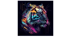 Glasbild Colorful Tiger Head II 20 x 20 cm