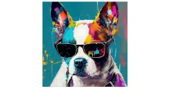 Glasbild Dog with Sunglasses 30 x 30 cm