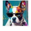 Glasbild Dog with Sunglasses 50 x 50 cm