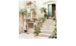 Glasbild Mediterranean House 30 x 30 cm