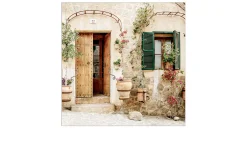 Glasbild Mediterranean House 30 x 30 cm