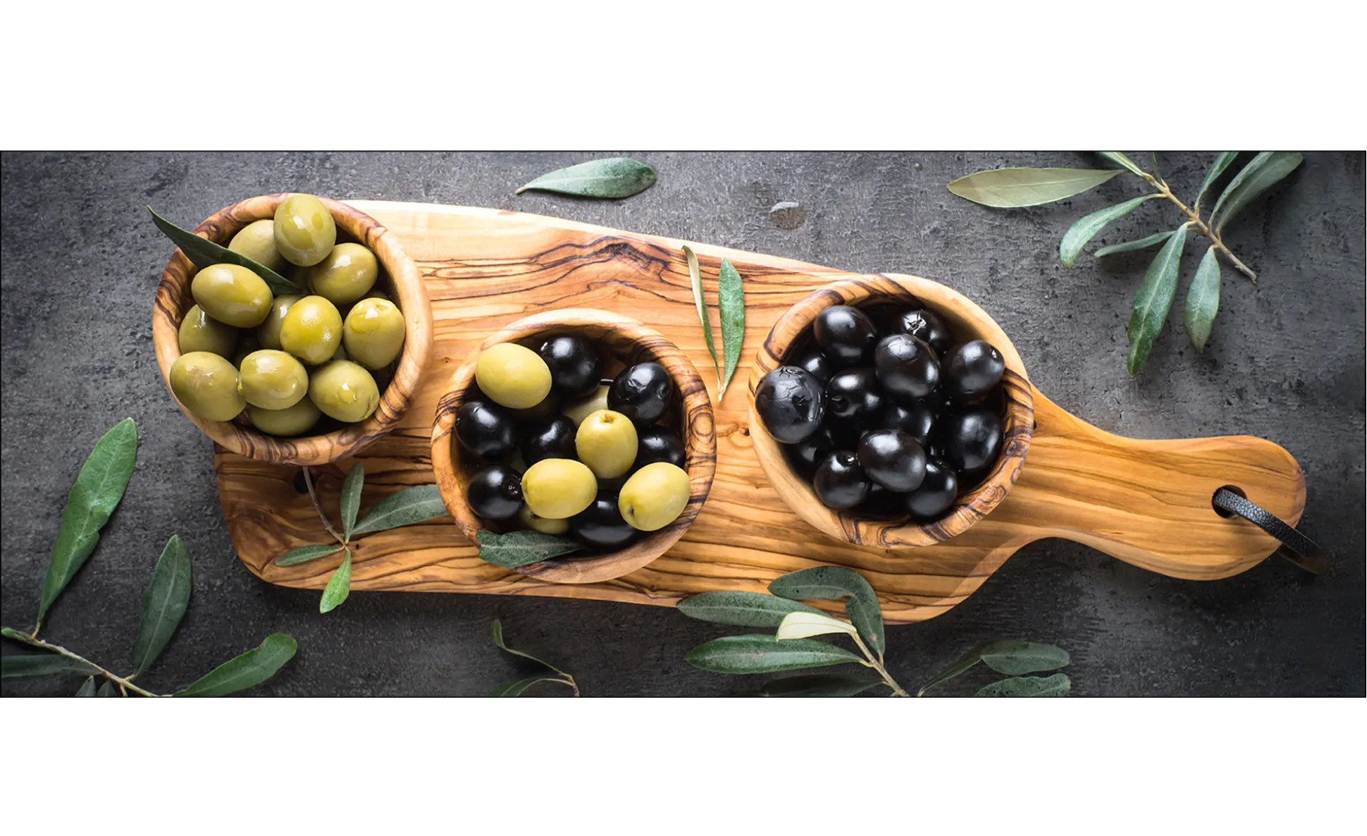 Glasbild Mediterrean Food I 50 x 125 cm