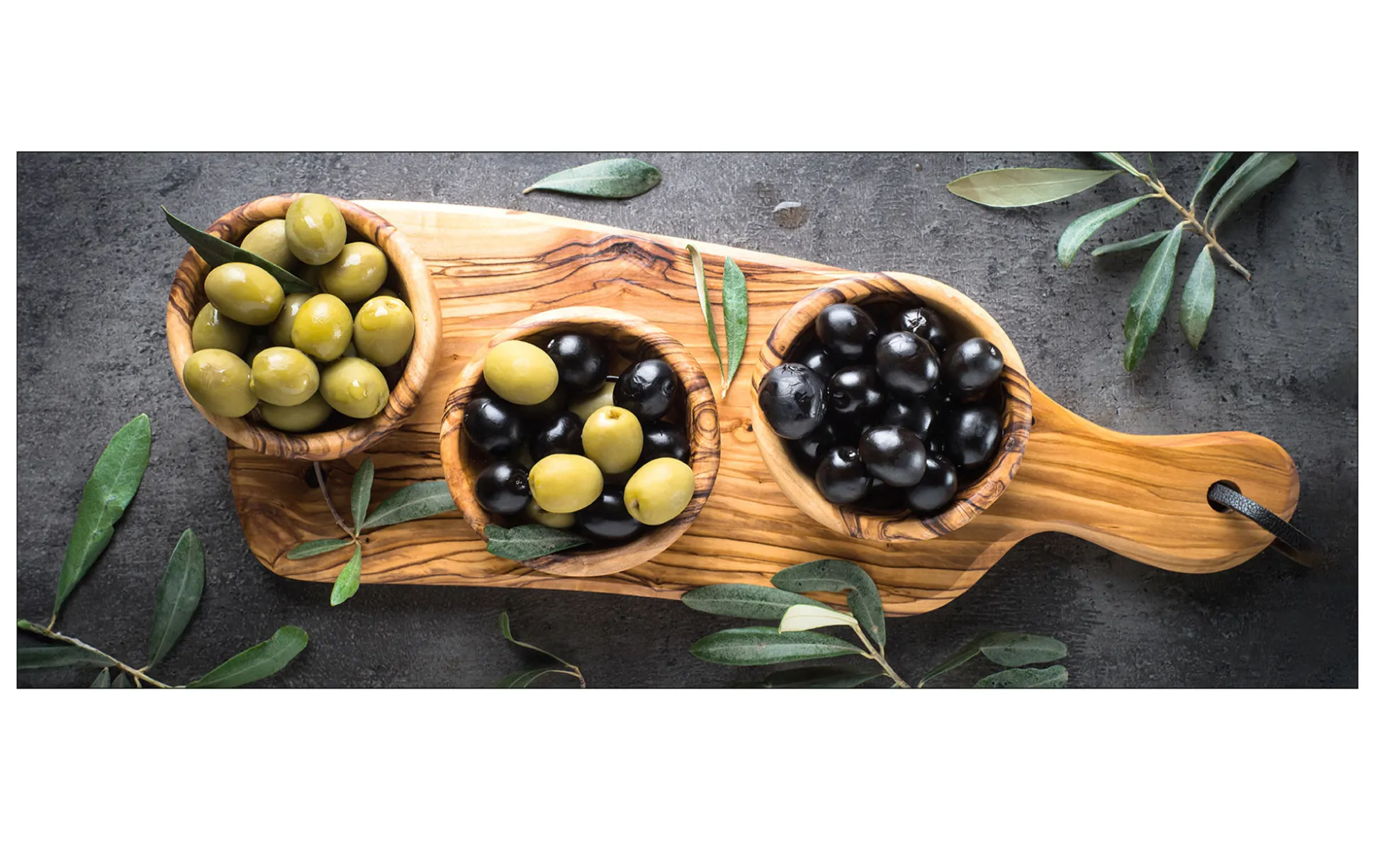 Glasbild Mediterrean Food 30 x 80 cm