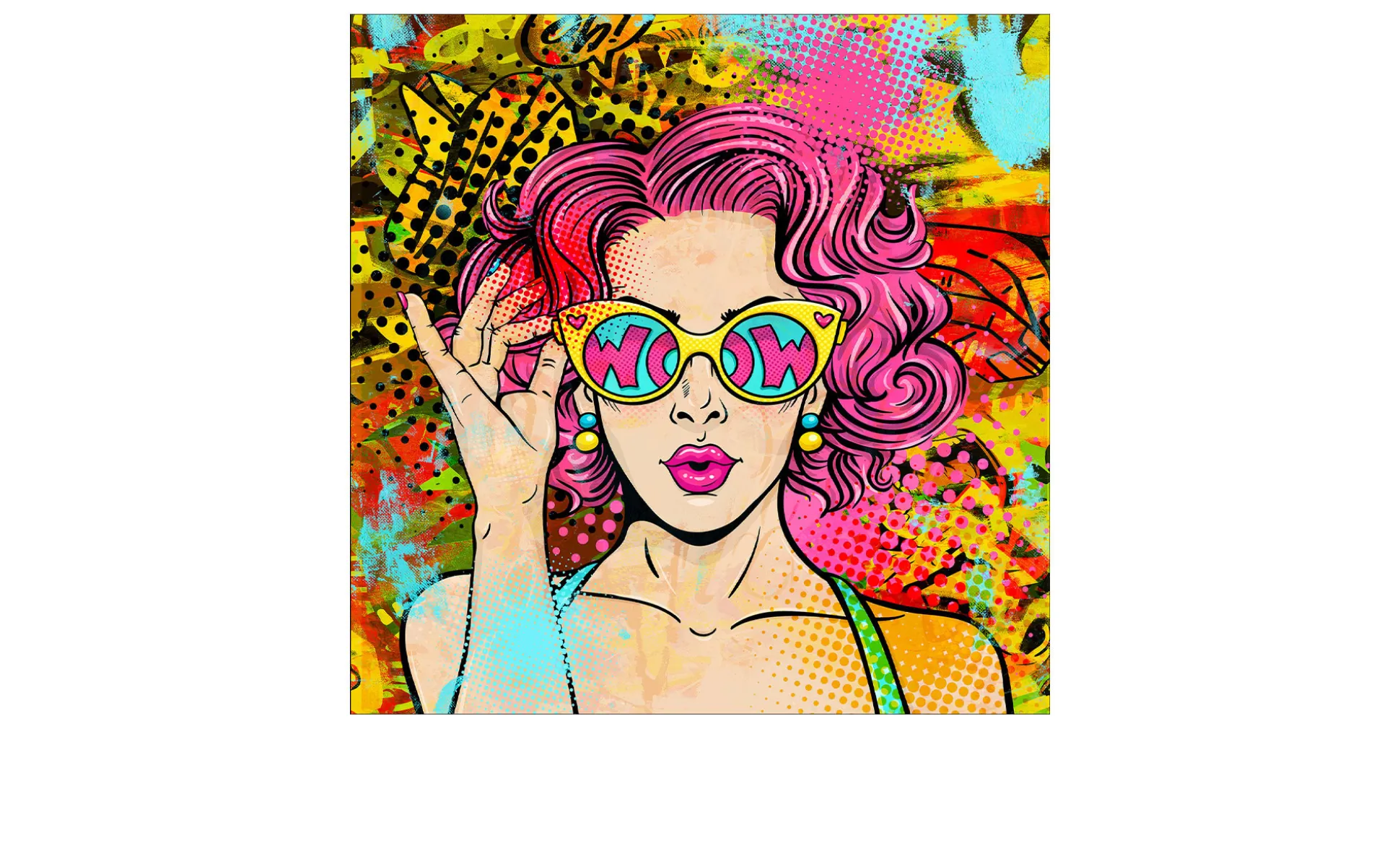 Glasbild Wow 30 x 30 cm