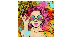 Glasbild Wow 50 x 50 cm