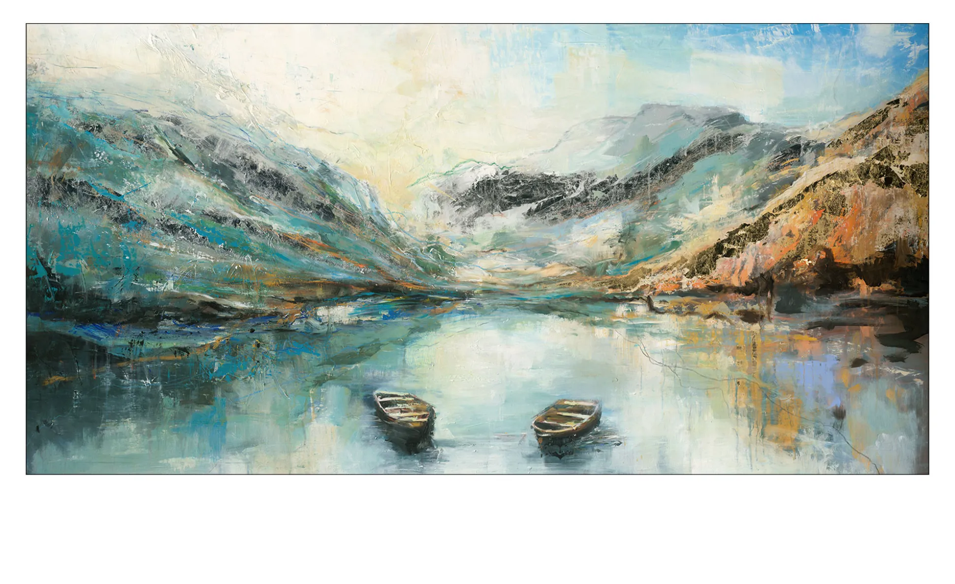 Handpainting Bergseeidylle 90 x 180 cm