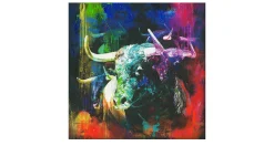 Handpainting Colourfull Bull Head 40 x 40 cm