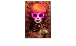 LED-Rahmenbild Fancy Red Lady 80 x 120 cm