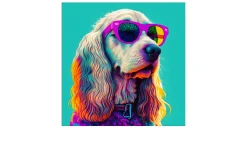 Leinwandbild Dog with Sunglasses 30 x 30 cm