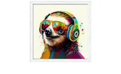 Rahmenbild Animals with Headphones 33 x 33 cm