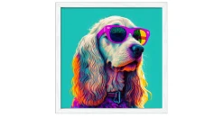 Rahmenbild Dog with Sunglasses 33 x 33 cm