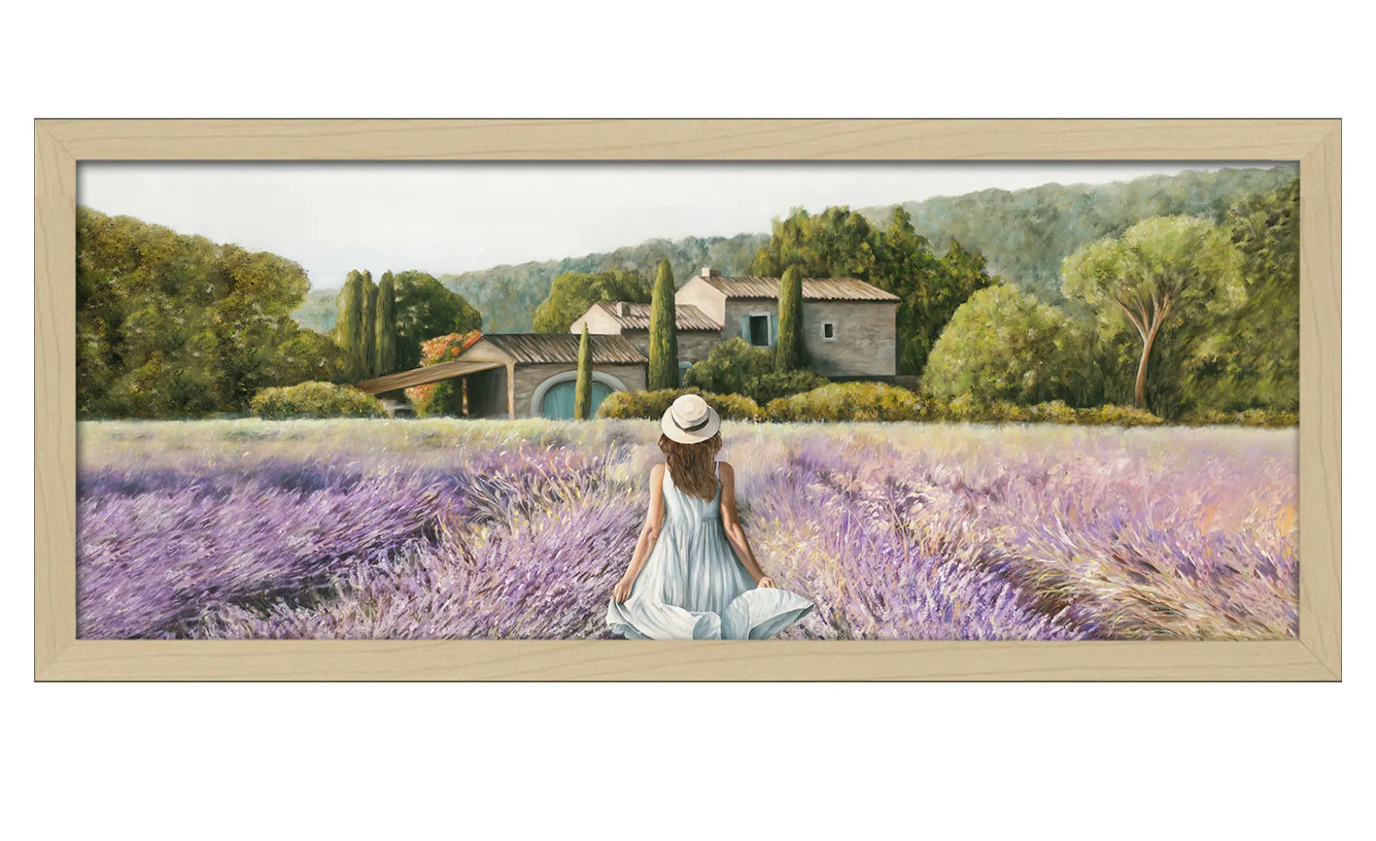 Rahmenbild Durch das Lavendelfeld 60 x 130 cm