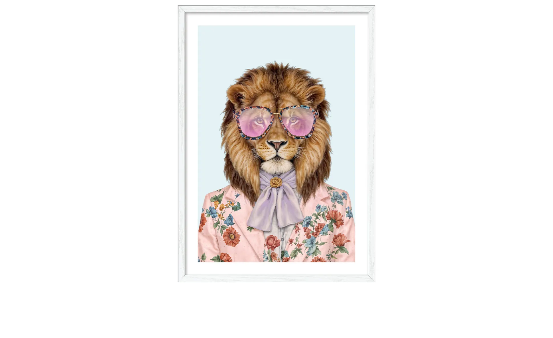 Rahmenbild Lion With Glasses I 75 x 105 cm