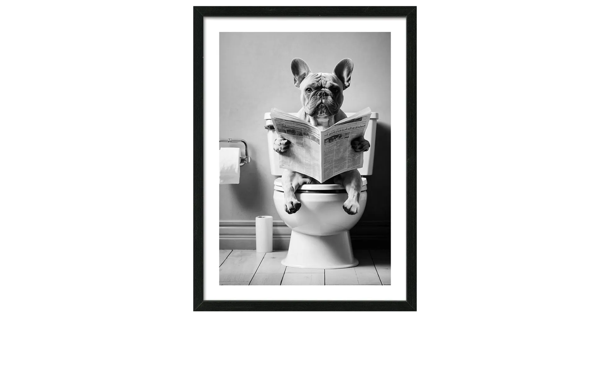 Rahmenbild Lustige Bulldogge 55 x 75 cm