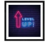 Rahmenbild Neon Level Up 32,5 x 32,5 cm