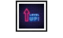 Rahmenbild Neon Level Up 32,5 x 32,5 cm