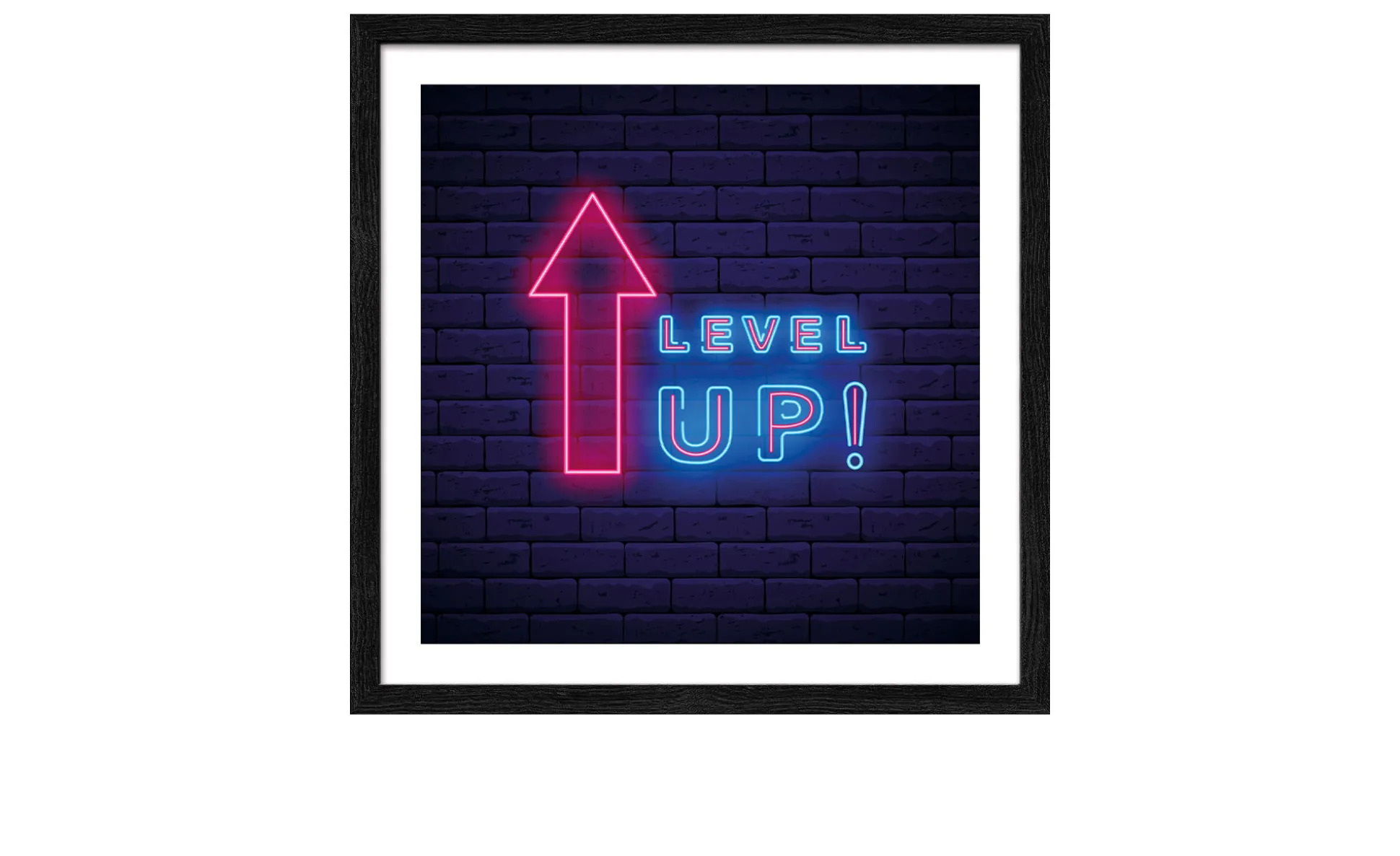 Rahmenbild Neon Level Up 32,5 x 32,5 cm