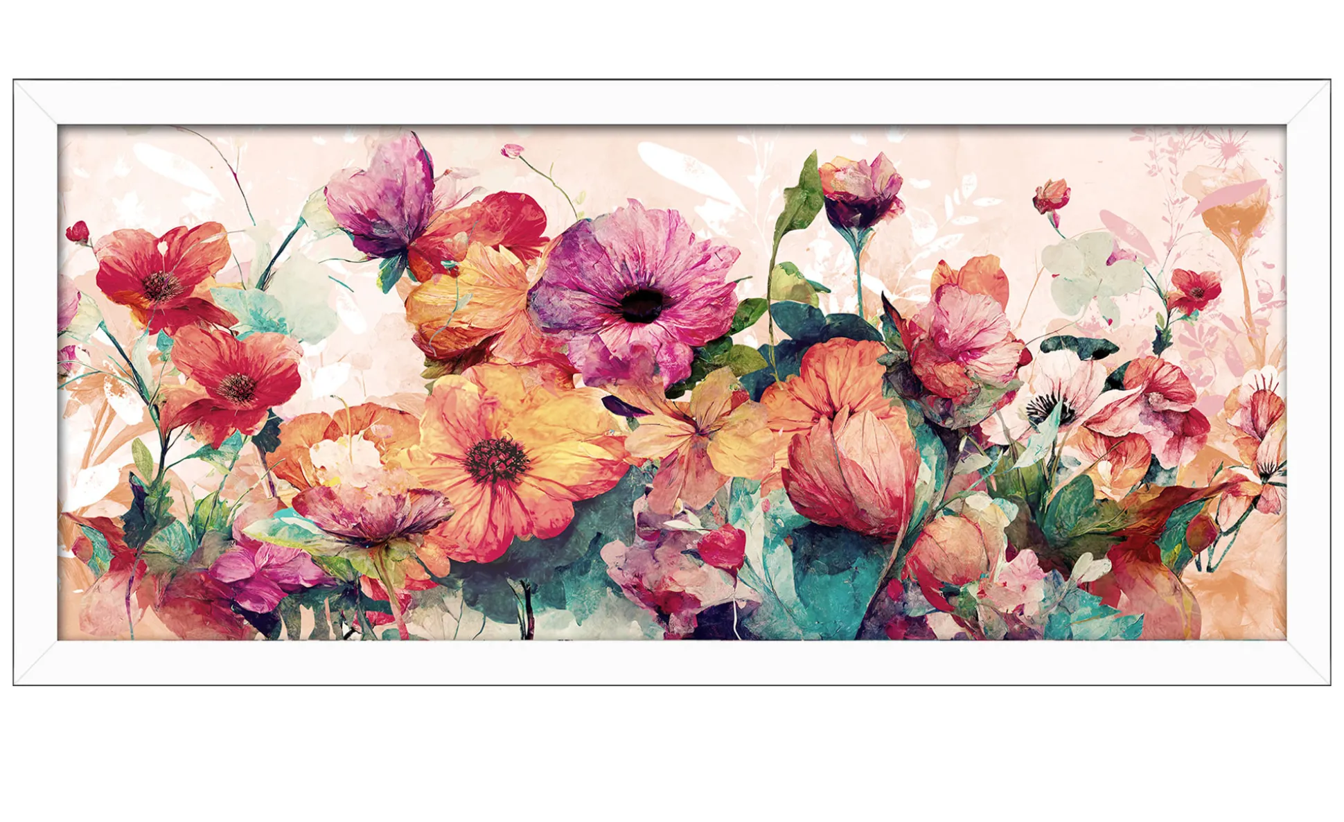 Rahmenbild Watercolor Flowers 60 x 130 cm