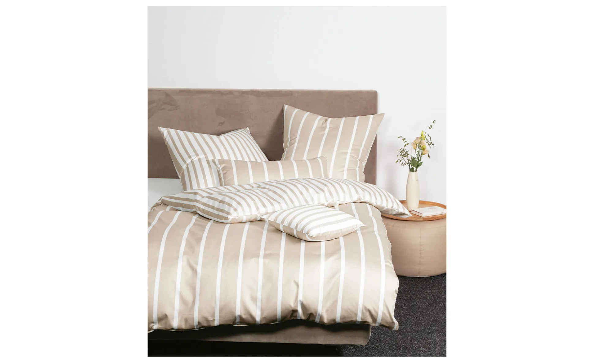 Satin-Bettwäsche 135 x 200 cm Beige