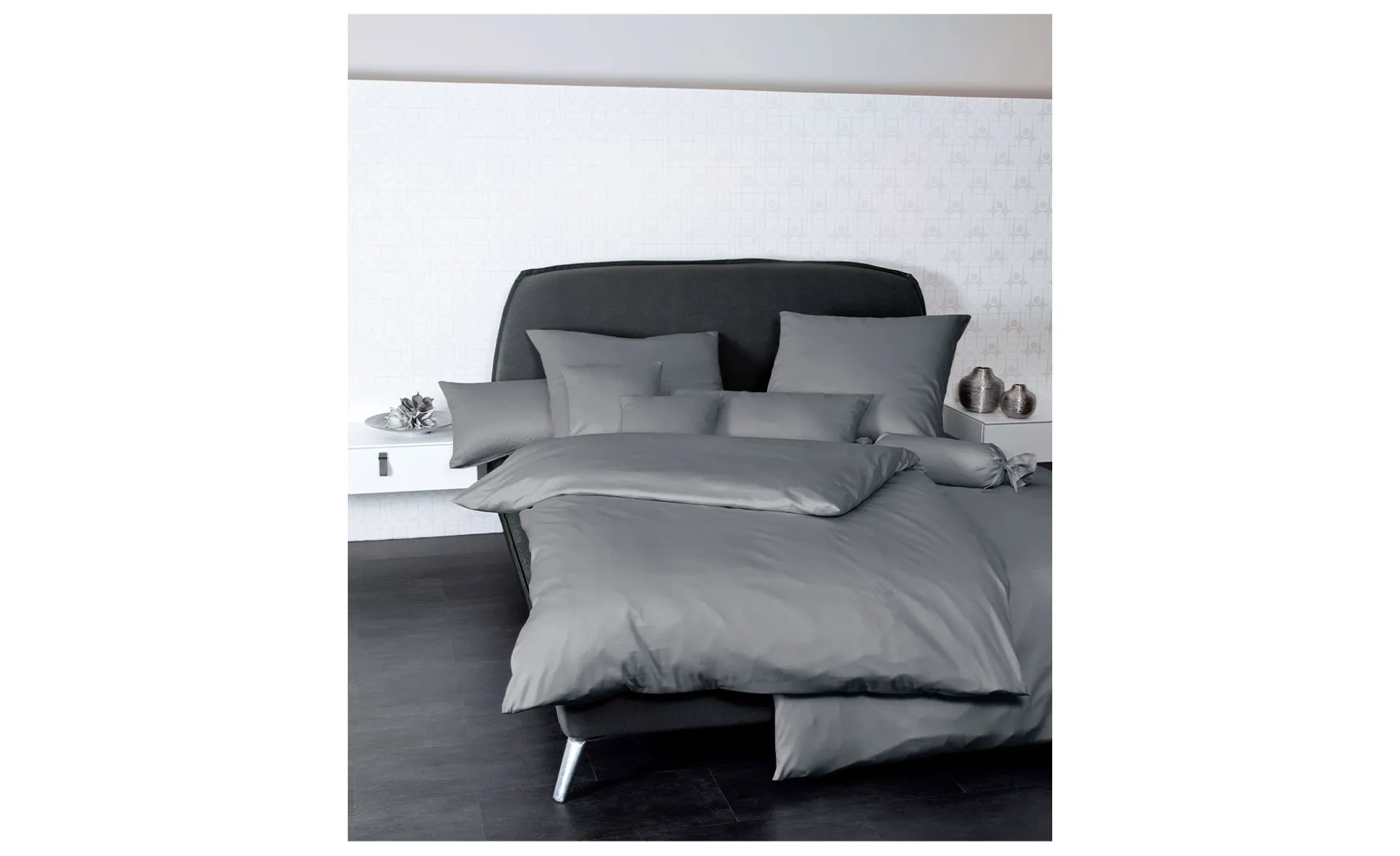 Satin-Bettwäsche 155 x 220 cm Graphit