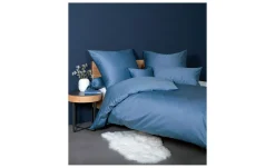 Satin-Bettwäsche 155 x 220 cm Jeansblau